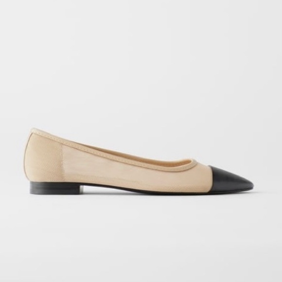 Zara Cap Toe Mesh Ballet Pointed Flats - Picture 4 of 8